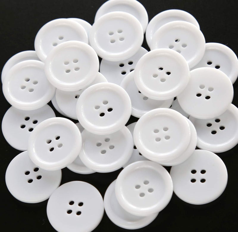 GANSSIA 7/8 Inch (22.5mm) White Button Resin Sewing Buttons for Garment and DIY Craft Scrapbooking Pack of 70 Pcs - Image 1